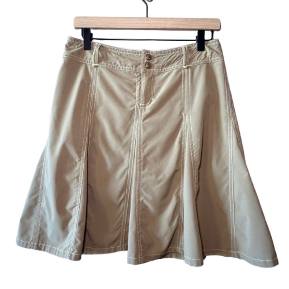 Women's 4 Athleta Khaki Tab Midi Skort Skirt Comfortable Active